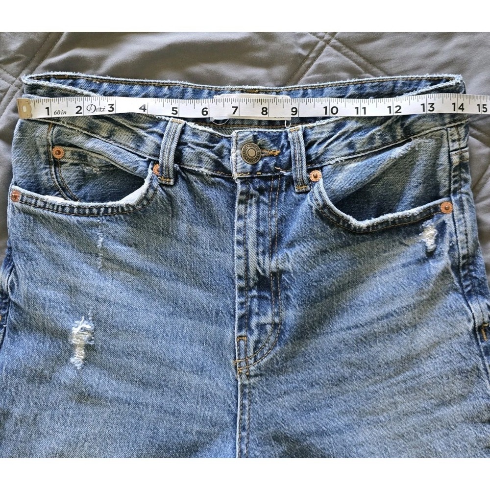 Stradivarius Slim Fit High Waist Straight Jeans 4 Medium Wash 90s Capsule - Picture 8 of 11